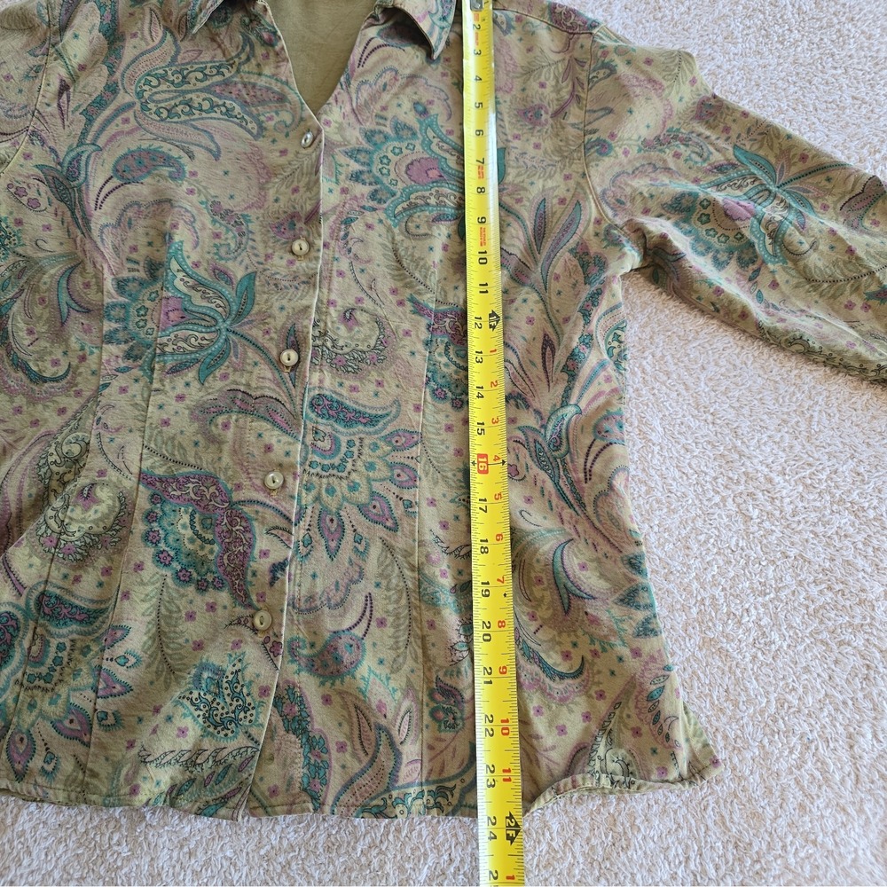 Vtg Tianello Tencel Blend Art-to-wear Button-Up Suzy Blouse Paisley Boho-chic M - Picture 8 of 13